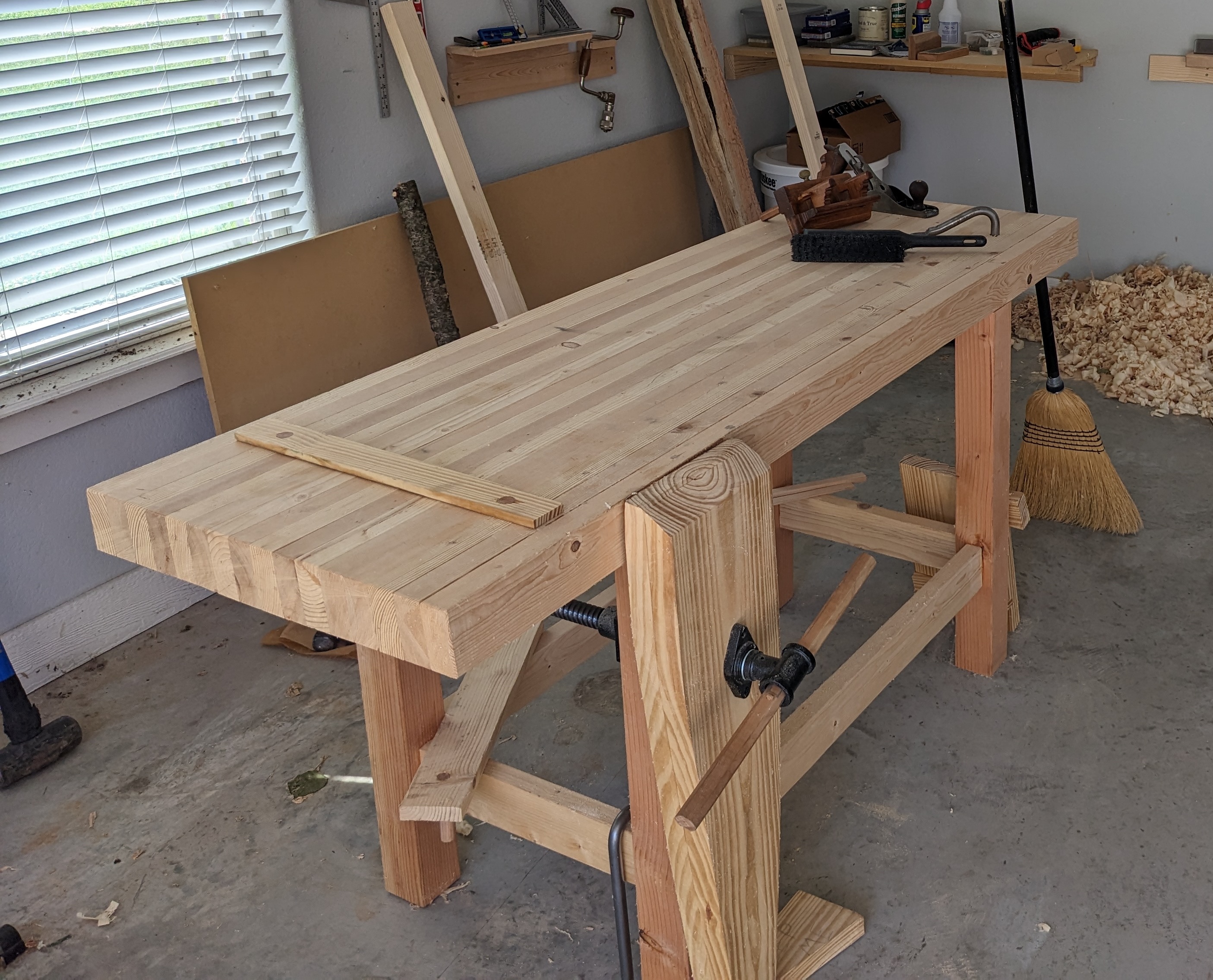 Finished French-style Roubo woodworking bench